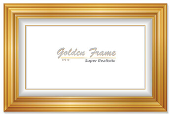 An elegant gold picture frame with super realistic shape. Approximate frame size 140x100 cm, high resolution 72 dpi. This image is NOT generated by Ai