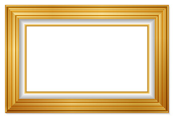 An elegant gold picture frame with super realistic shape. Approximate frame size 140x100 cm, high resolution 72 dpi. This image is NOT generated by Ai, the vector version is available in my gallery.