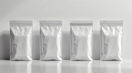 Blank packaging designs on white backdrop for product showcasing