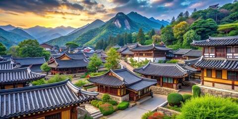 Obraz premium Aerial View of Traditional Chinese Architecture in Mountainous Landscape, China, Asian Architecture, Temple, Landscape , China