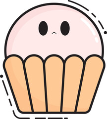 Simple flat vector art illustration design of a cute halloween cupcake on transparent background for stickers, business, projects, decorations, etc.