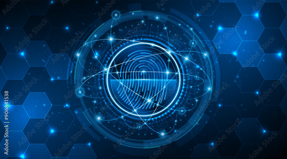 Poster Abstract technology circuit board background. Fingerprint scanning cybersecurity concept. modern technology innovation concept background