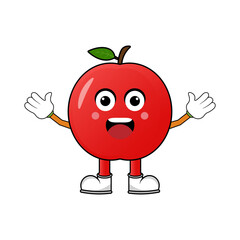 Red apple character mascot vector illustration. Mascot illustration isolated on white background