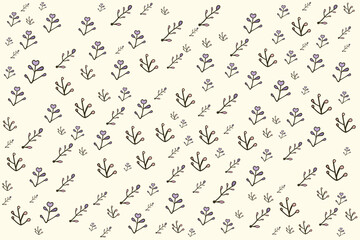 pattern on a white background with small flowers of different sizes artwork for tattoo, fabrics, packaging, greeting cards and products.