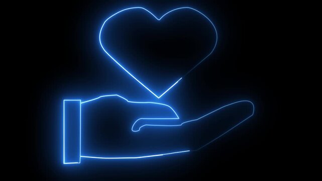 heart like love bule color icon saber video om black background 