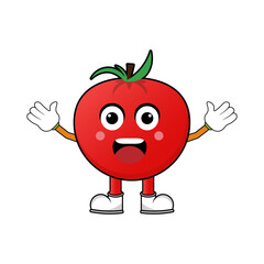 Tomato character mascot vector illustration. Mascot illustration isolated on white background