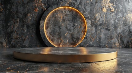 Black and Gold Marble Podium