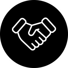 Handshake Vector Line White Circle Black