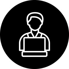 Employee Vector Line White Circle Black