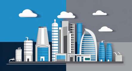 Obraz premium Building Illustration, AI art construction area industries