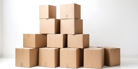 stacks of cardboard boxes on a white background