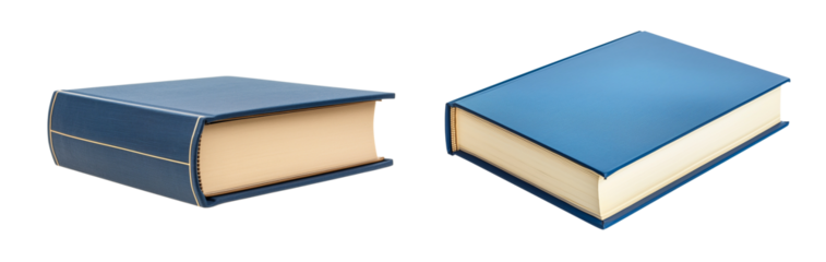 Blue and beige page books isolated on white or transparent background