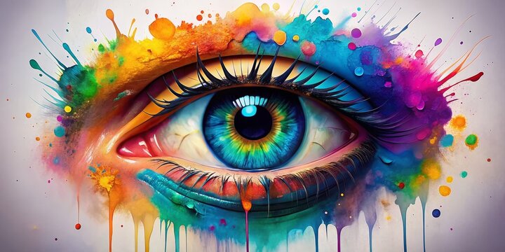 The Eye of Imagination A Watercolor Masterpiece, digital art, eye, colorful, watercolor, abstract art