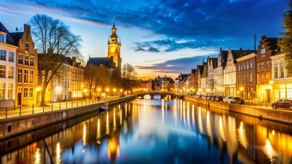 Naklejka premium Twilight over Historic Canal City