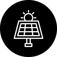 Solar Energy Vector Line White Circle Black