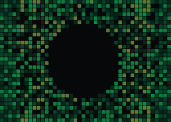 Digital Pixel Black Hole Green Background