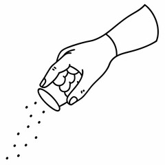 Humans hand pinching or sprinkling salt spices color   Silhouette Vector Illustration
