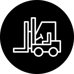 Forklift Vector Line White Circle Black