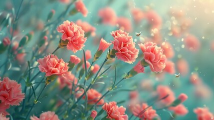 Fototapeta premium Delicate Pink Flowers in Soft Light.