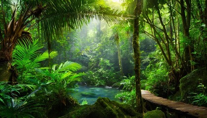 Deep tropical jungles of Southeast Asia in august