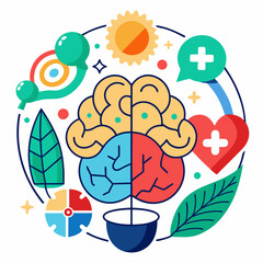 mental health  vector, Silhouette, illustration.
