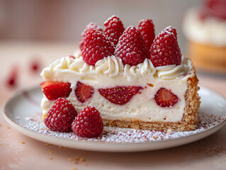 a tray of fresh strawberries cake with whipped cream on top, possibly a dessert.