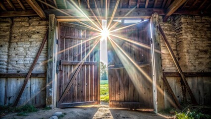 Sunlight Streaming Through Old Barn Door