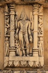 India, Madhya Pradesh, Sihoniya, Beautiful Carvings of Hindu Deities on the Kakanmath Temple, this 11th Century Monument Dedicated to Lord Shiva. 
