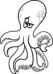 cartoon octopus marine animal character coloring page