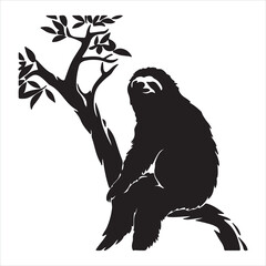 sloth silhouette white background
