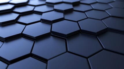 Naklejka premium Blue and white hexagonal pattern on a dark background, creating a modern and minimalistic design.
