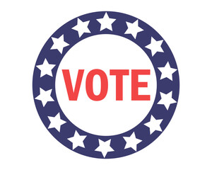 Vote with stars circular poster. Vector