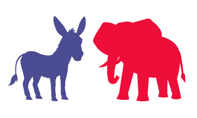 Democratic Donkey republican Elephant. Vector