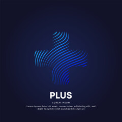 simple logo Plus Icon Illustration in a linear style. Abstract line art Plus mark Logotype concept icon. Medical symbol Vector illustration suitable for organization, company, or community. EPS 10
