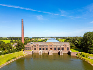 Aerial View on Woudagemaal Pumping Station in Lemmer Friesland Netherlands