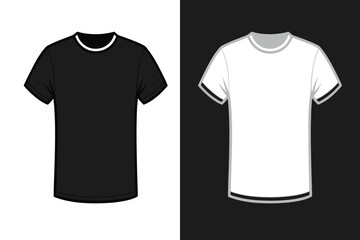 Black and white Color unisex T shirt Mockup Illustration art