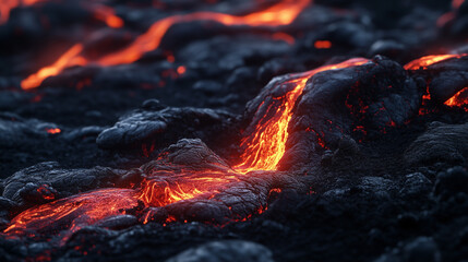 Close up on volcanic lava