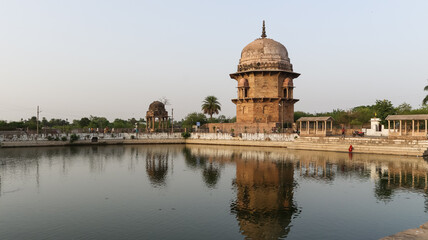 India, Madhya Pradesh, Chanderi, Cenotaphs Around the Parmeshwar Talab, Mughal Architecture.