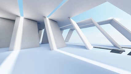 Obraz premium Architecture background geometric arched interior 3d render