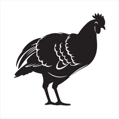 Vector turkey chicken black silhouette isolated silhouette white background
