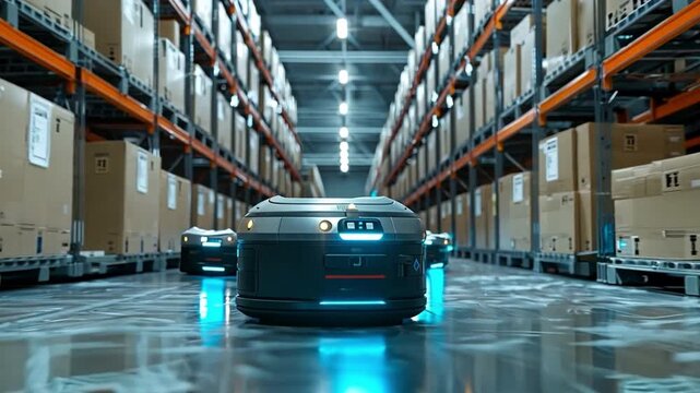 Automation auto factory concept featuring a robot assembly line and a platform for electric vehicle battery modules