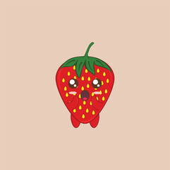 kawaii cute strawberry illustration vector design. suitable for sticker, t-shirt, mascot, mug, etc. Eps 10