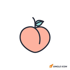 Peach icon vector illustration. Peach symbol isolated on white background