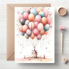 Whimsical House Lifted by Balloons