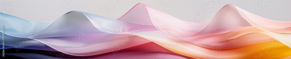 Poster close-up of translucent layered sheets in vibrant colors providing a futuristic aesthetic