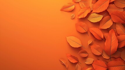 Fototapeta premium Autumn banner with orange leaves