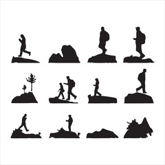 Tracking footprints. Human footstep shoe sole trail silhouette set white background
