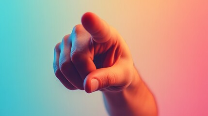 Pointing Finger: A hand pointing directly at the viewer with a gradient background.
