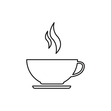 black thin line cup of coffee icon. concept of tasty dopio pictogram for coffeehouse or coffeeshop. lineart flat trend modern graphic simple logotype