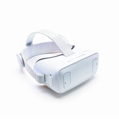 Medium shot of the VR headset, isolated on a white background, bright and vivid tonality 